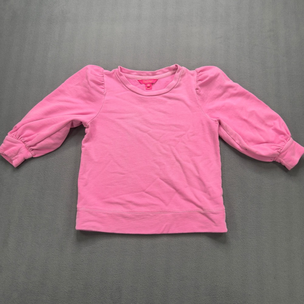 Lilly Pulitzer XXS Pink Puff Sleeve Sweatshirt Crew Neck Cotton French Terry